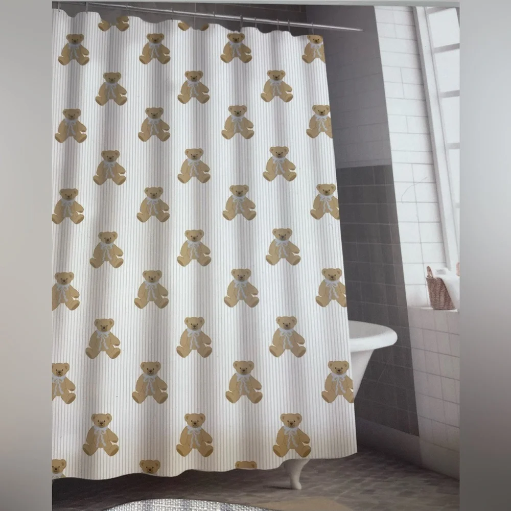Layla 🧸 Teddy Bear Shower Curtain 72x72”Easy clean & Durable New